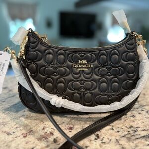 Coach Teri Embossed Leather Shoulder Bag